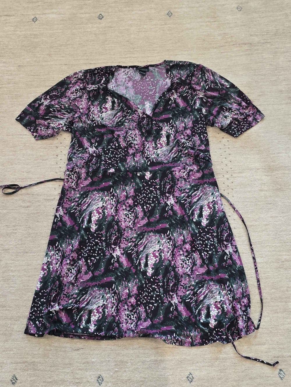 Lane Bryant Black and Purple Abstract Midi Dress